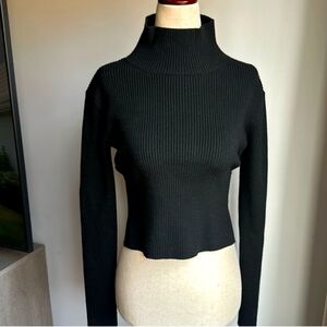 Black Ribbed Turtleneck Sweater